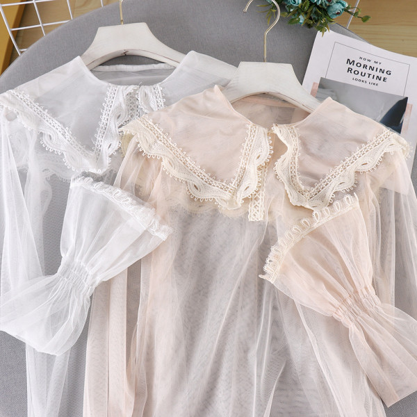 Modern női ing csipkével és hosszú ujjú három színben