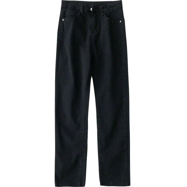 Modern női farmer fekete színben, magas derékkal és zsebekkel