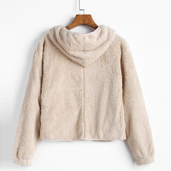 Hétköznapi női pulóver puha béléssel, bézs színű rögzítés nélkül