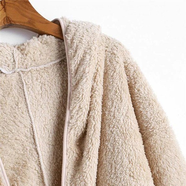 Hétköznapi női pulóver puha béléssel, bézs színű rögzítés nélkül