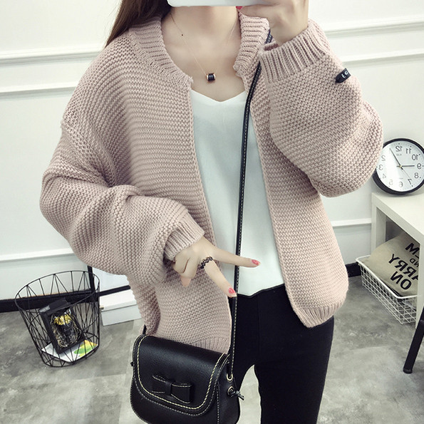 Női alkalmi kardigán rövid modell rózsaszín színben