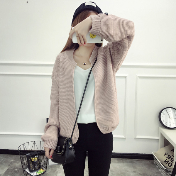 Női alkalmi kardigán rövid modell rózsaszín színben