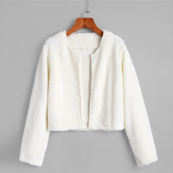 Női alkalmi pulóver O-nyakú és hosszú ujjú fehér színben