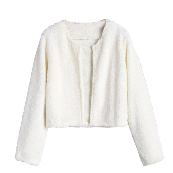 Női alkalmi pulóver O-nyakú és hosszú ujjú fehér színben