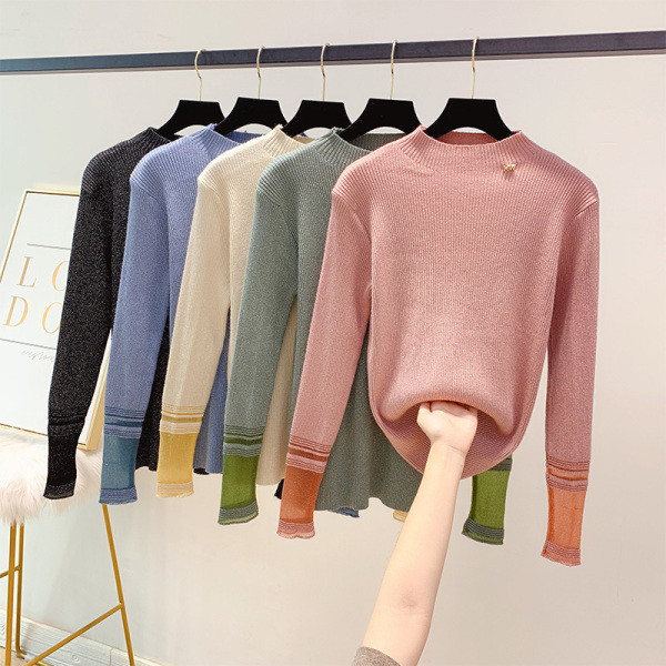 Modern, fényes hatású női pulóver öt színben