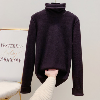 Modern női pulóver magas pólógallérral, négy színben