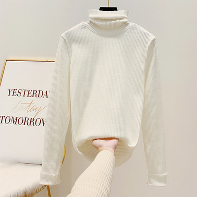 Modern női pulóver magas pólógallérral, négy színben