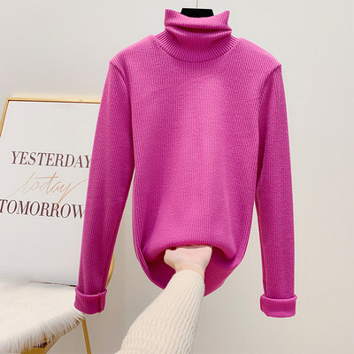 Modern női pulóver magas pólógallérral, négy színben