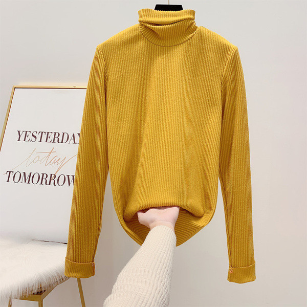 Modern női pulóver magas pólógallérral, négy színben