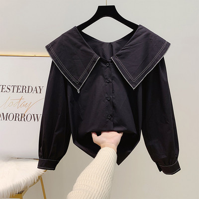 Modern női ing gallérral és gombokkal, három színben