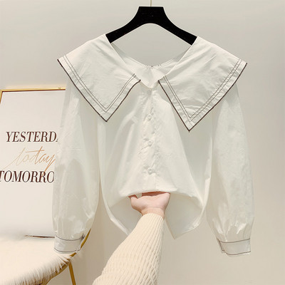 Modern női ing gallérral és gombokkal, három színben