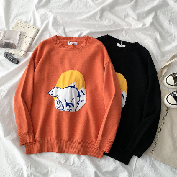 Női alkalmi pulóver két színben, kerek nyakkivágással