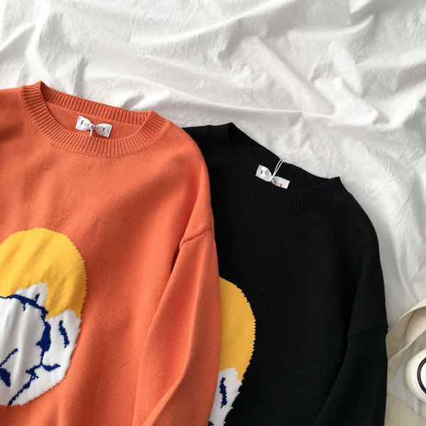 Női alkalmi pulóver két színben, kerek nyakkivágással