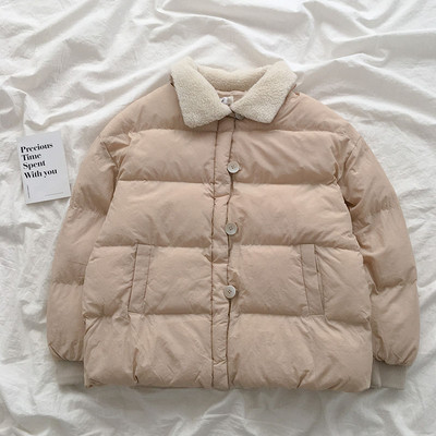 Μοντέρνο γυναικείο μπουφάν με δύο χρώματα, με κουμπιά και τσέπες