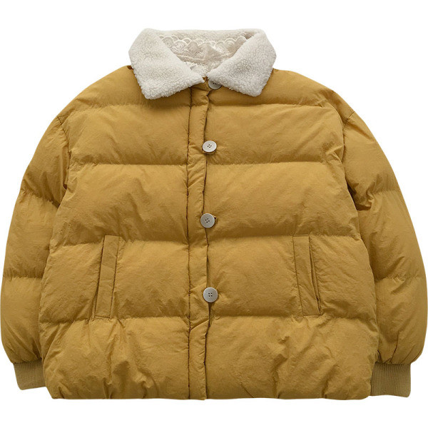 Μοντέρνο γυναικείο μπουφάν με δύο χρώματα, με κουμπιά και τσέπες