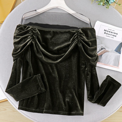 Modern női bársony blúz tüllel, három színben