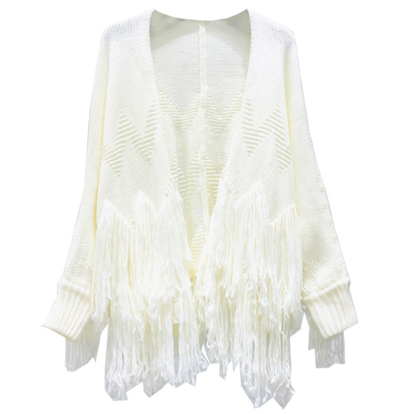 Modern mellény fehér és barna rojtokkal