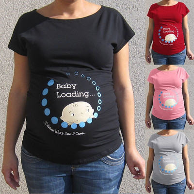 Ежедневна дамска тениска за бременни жени с апликация в четири цвята 