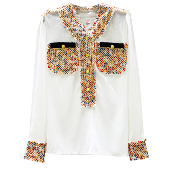 Cămașă de damă cu nasturi în alb și negru