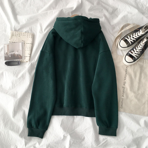 Hétköznapi női pulóver felirattal és kapucnival két színben