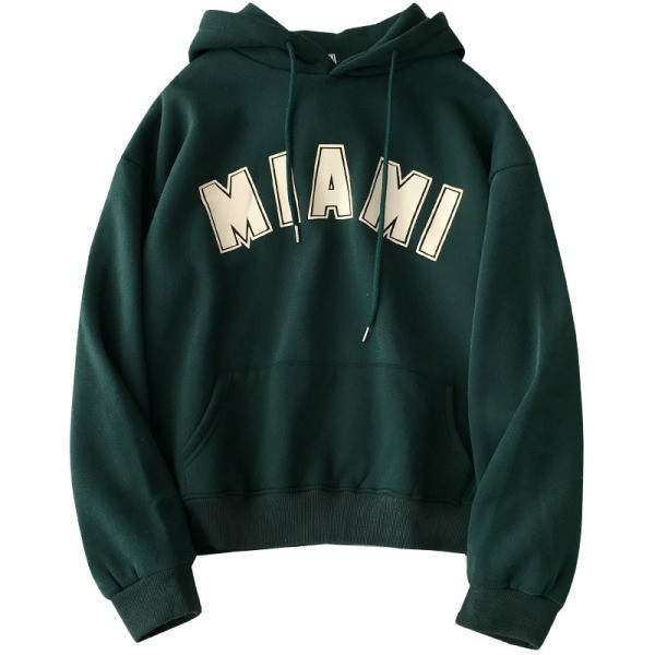 Hétköznapi női pulóver felirattal és kapucnival két színben