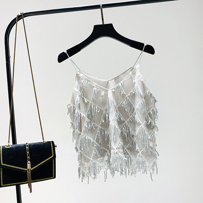 Top modern scurt din tul și paiete