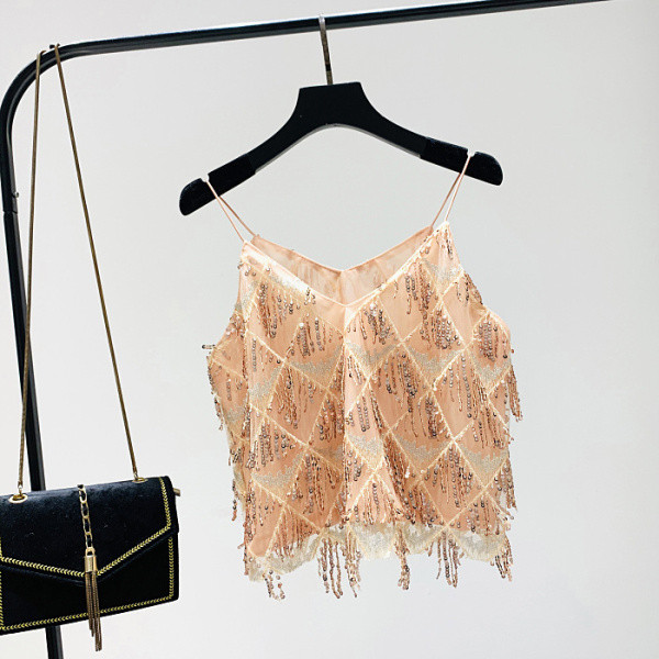 Top modern scurt din tul și paiete