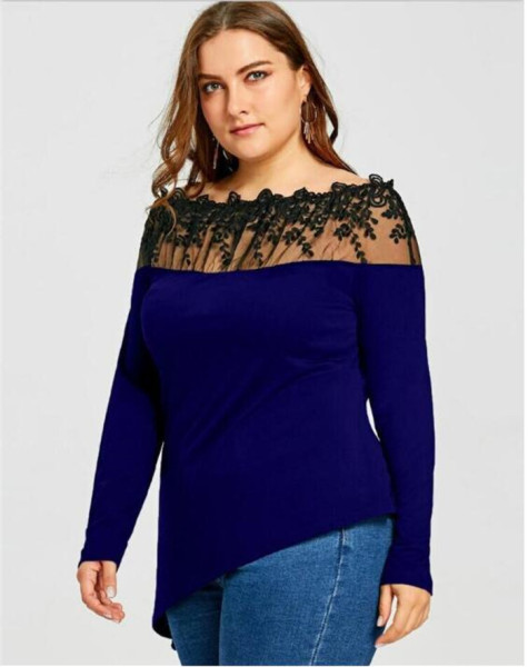 Bluză casual de damă cu dantelă și mâneci lungi în patru culori