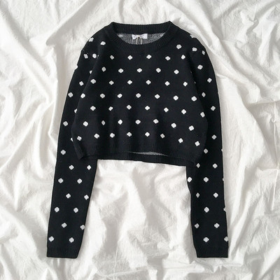 Modern női rövid pulóver két színben O-nyakkal