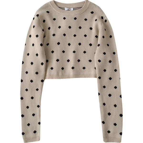 Modern női rövid pulóver két színben O-nyakkal