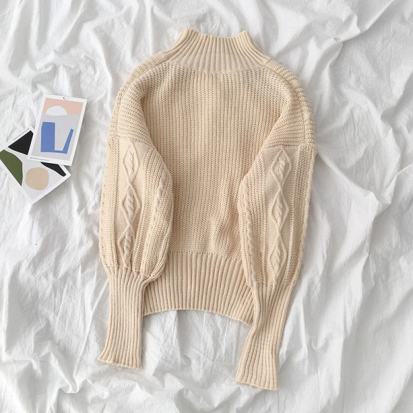 Modern női pulóver két színben polo gallérral