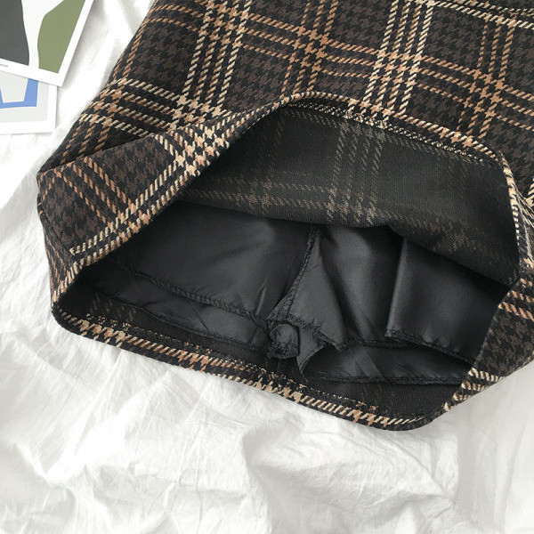 Kockás női szoknya két színben, magas derékkal