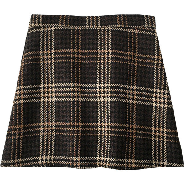 Kockás női szoknya két színben, magas derékkal