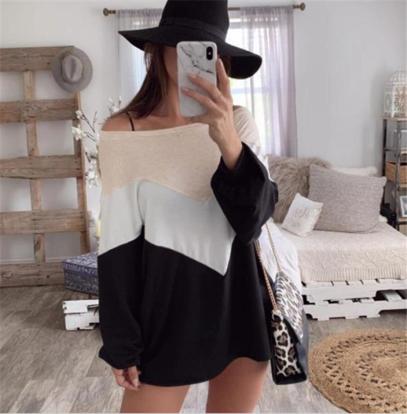 Modern női széles pulóver ovális nyakkivágással és hosszú ujjakkal