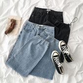 Καθημερινά γυναικεία τζιν σε δύο χρώματα με κορδόνια και τσέπες