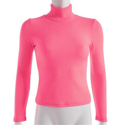 Modern női pulóver pólógallérral, rózsaszín, sárga és zöld színben