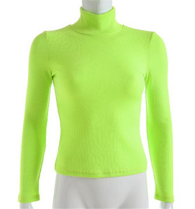 Modern női pulóver pólógallérral, rózsaszín, sárga és zöld színben