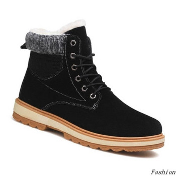 Χειμερινά ανδρικά παπούτσια με κορδόνια και μαλακή επένδυση σε μαύρο και καφέ χρώμα