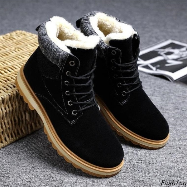 Зимни мъжки обувки с връзки и мека подплата в черен и кафяв цвят 