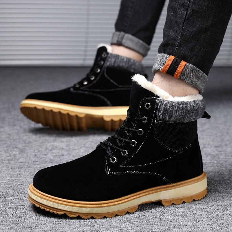 Téli férfi cipő fűzővel és puha béléssel, fekete és barna színben