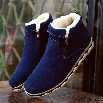Ежедневни мъжки зимни обувки с мека подплата и цип в син,кафяв и черен цвят 