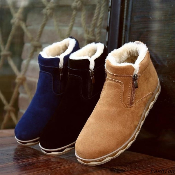 Pantofi de iarnă casual pentru bărbați, cu căptușeală moale și fermoar, în albastru, maro și negru