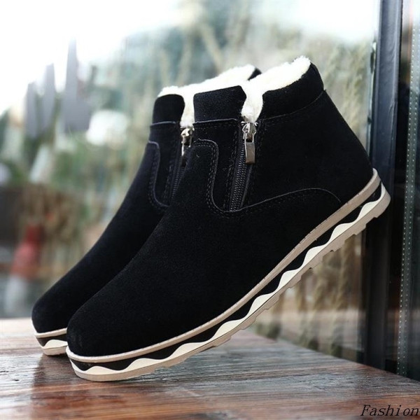 Pantofi de iarnă casual pentru bărbați, cu căptușeală moale și fermoar, în albastru, maro și negru