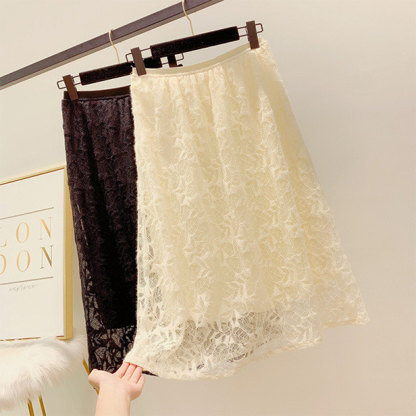 Γυναικεία φούστα από δαντέλα με υψηλή μέση σε δύο χρώματα