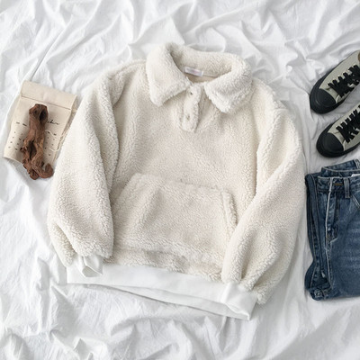 Καθημερινό γυναικείο φούτερ με κουμπιά και τσέπη σε δύο χρώματα