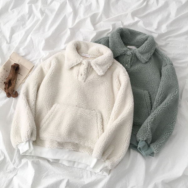 Καθημερινό γυναικείο φούτερ με κουμπιά και τσέπη σε δύο χρώματα