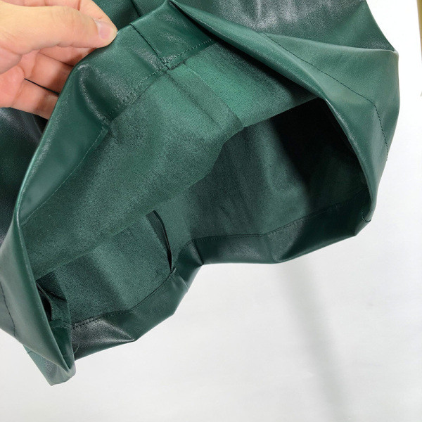 Fusta scurta casual din piele ecologica de culoare verde