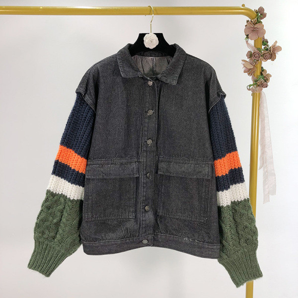 Alkalmi farmerdzseki kötött ujjakkal, két színben