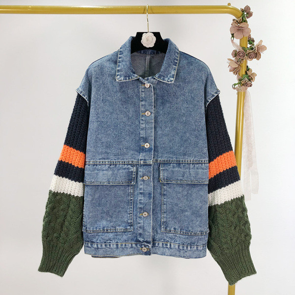 Alkalmi farmerdzseki kötött ujjakkal, két színben