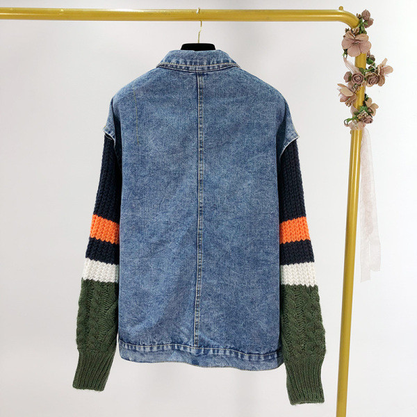 Alkalmi farmerdzseki kötött ujjakkal, két színben